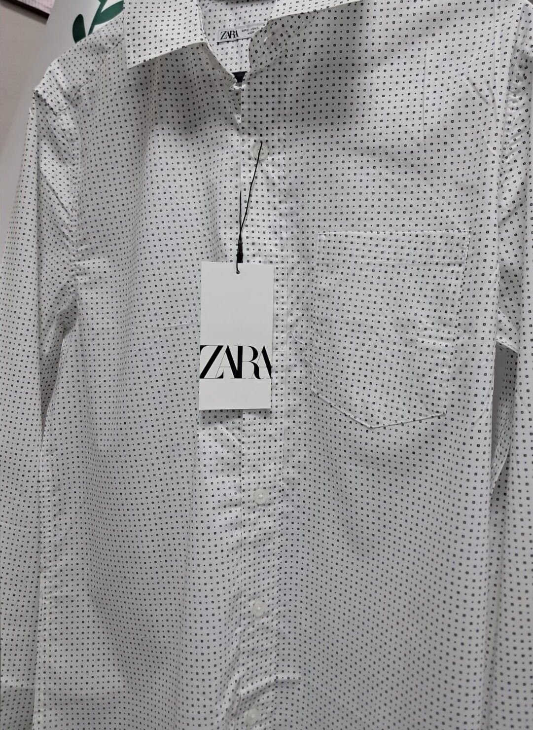 Zara Erkek Geometrik Desen Beyaz Gömlek XL