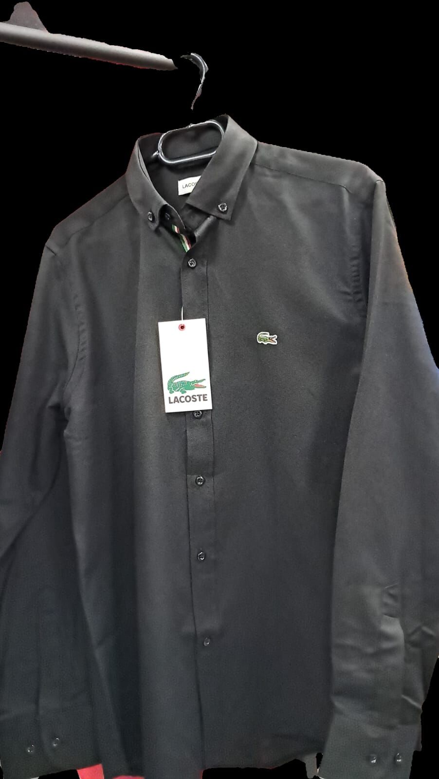 Lacoste Erkek Dokulu Gömlek L - Siyah