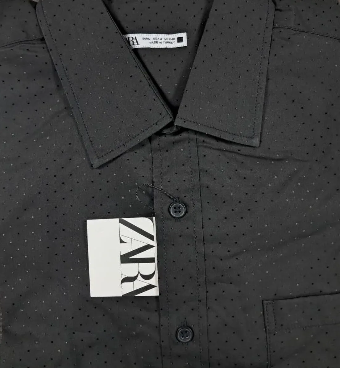 Zara Erkek Baskılı Siyah Gömlek S