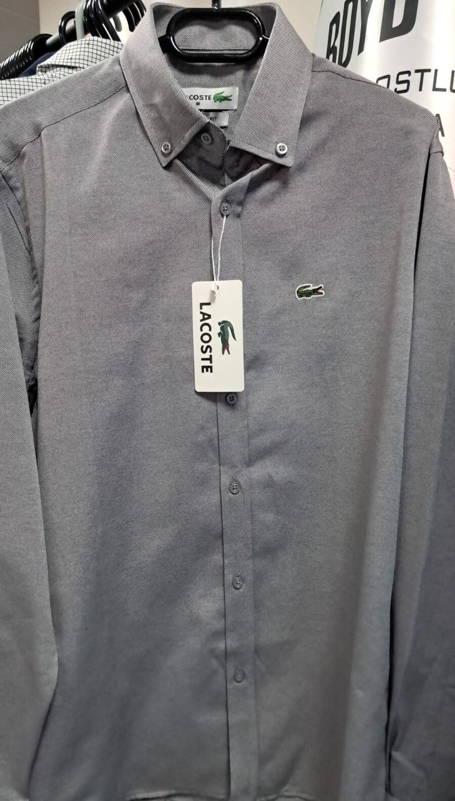 Lacoste Erkek Dokulu Gömlek (Slim Fit) XXL - Füme