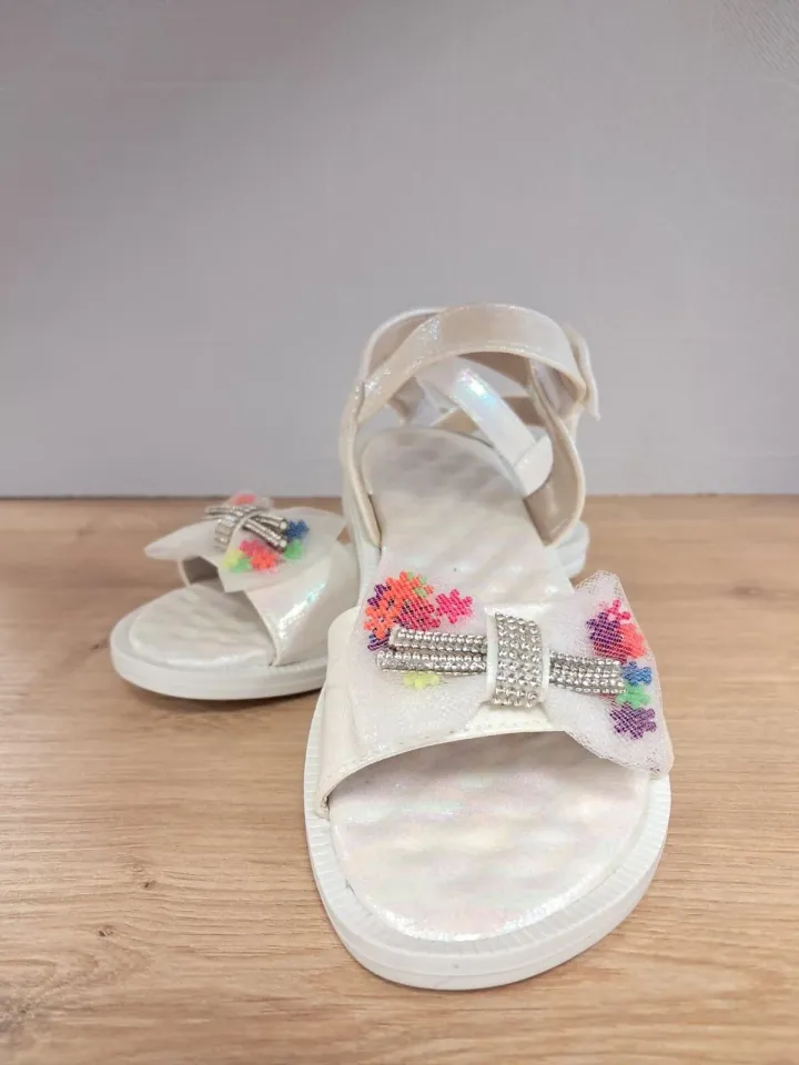 Kız Çocuk Tül Fiyonk Detaylı Sandalet