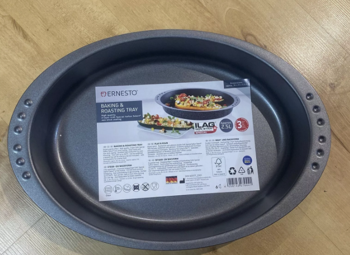 Ernesto Oval Derin Pişirme ve Kızartma Tepsisi Yapışmaz Gri 2,5 L  36x25x5,5 cm