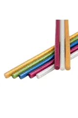 Parkside Renkli Simli Ince 10'lu Mum Silikon Çubuk - Simli (Hot Glue Sticks)
