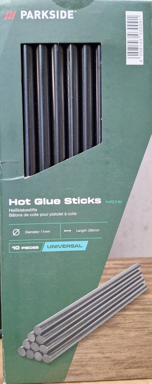 Parkside Siyah 10'lu Mum Silikon Çubuk - Tek Renk Siyah (Hot Glue Sticks)