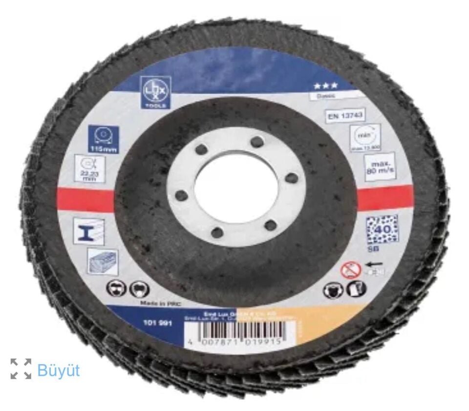 Lux Tools K40 Kumlu Ahşap Flap Disk Zımpara 115 mm