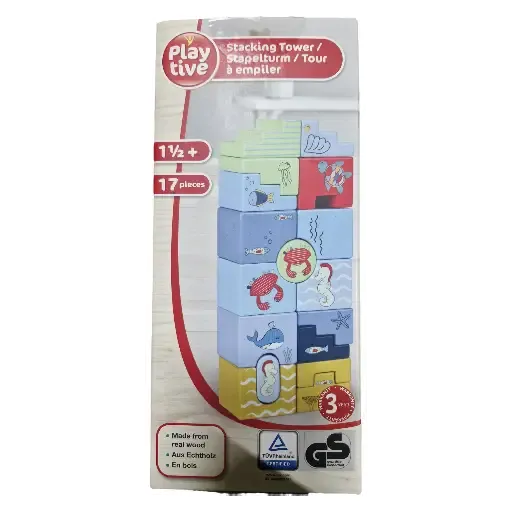 Play Tive Eğlenceli İstifleme Kulesi Ahşap Yapı Taşları (Play Tive Stacking Tower)