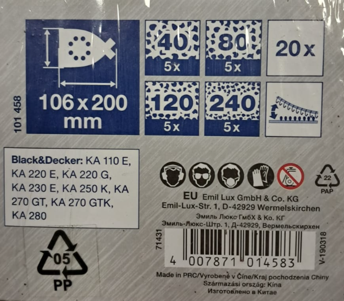 Lux Tools Ütü Zımpara Kağıdı 106x200mm. 8 Delik