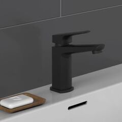 Schütte 34016 Raven Banyo Musluğu, Siyah, Gider Garnitürlü Banyo Armatürü
