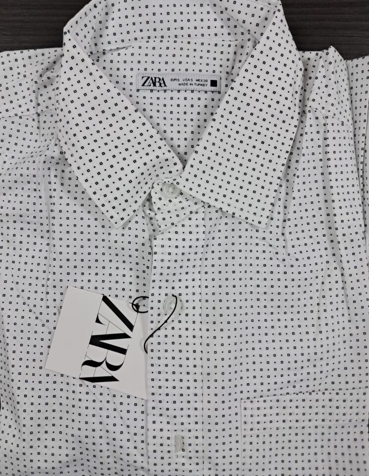 Zara Erkek Beyaz Gömlek Desenli