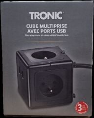 Tronic Soket Küp USB Portlu Siyah (Cube Multiprise Avec Ports Usb)