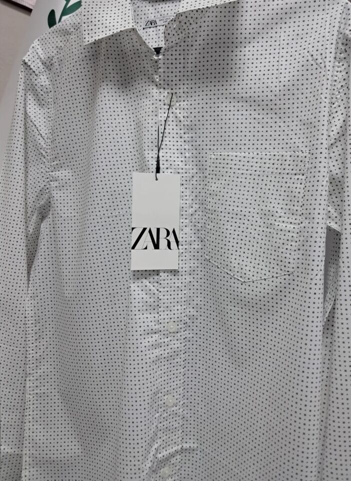 Zara Erkek Geometrik Desen Beyaz Gömlek XL