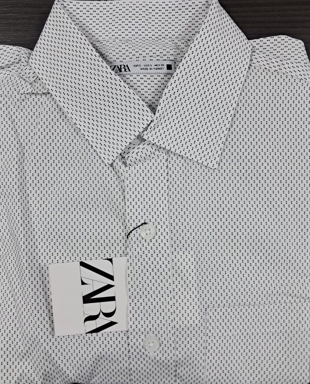 Zara Erkek Beyaz Gömlek Desenli
