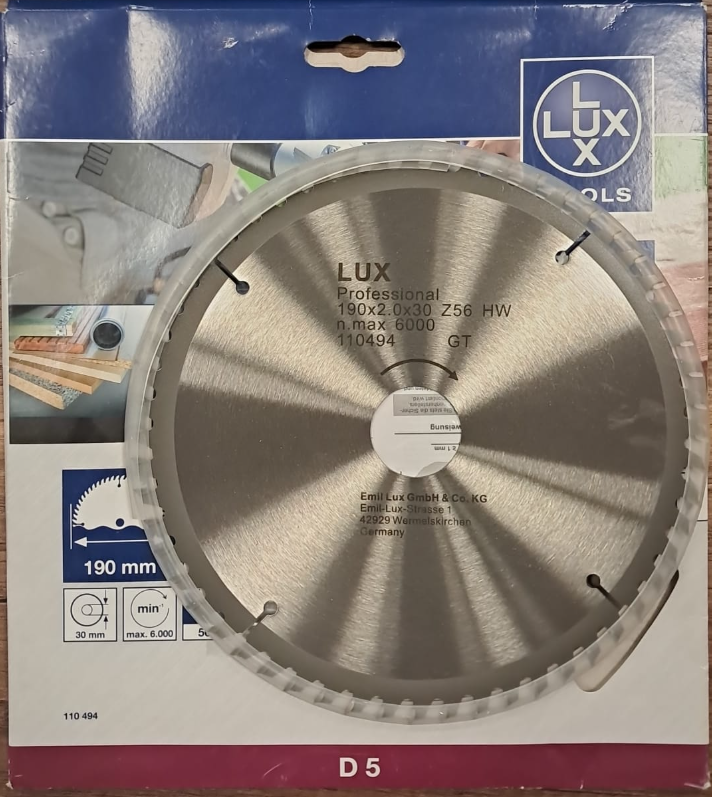 Lux Tools HM Dairesel Testere Bıçağı 190mm.56Diş