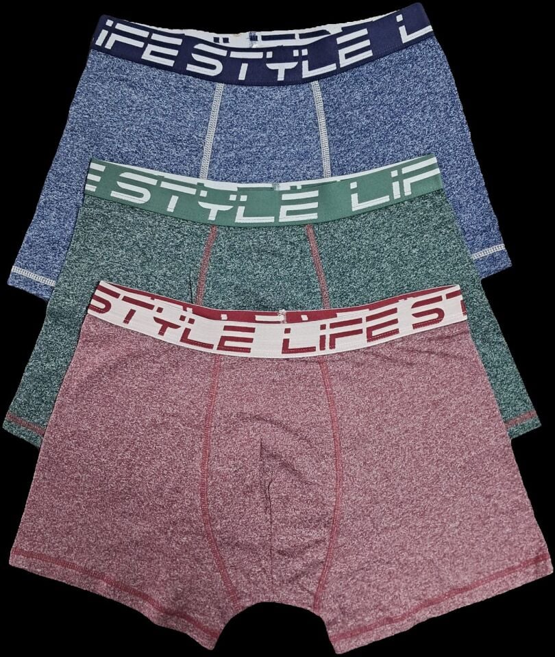 Erkek Pamuklu Renkli Boxer 3'lü Paket (Tex)