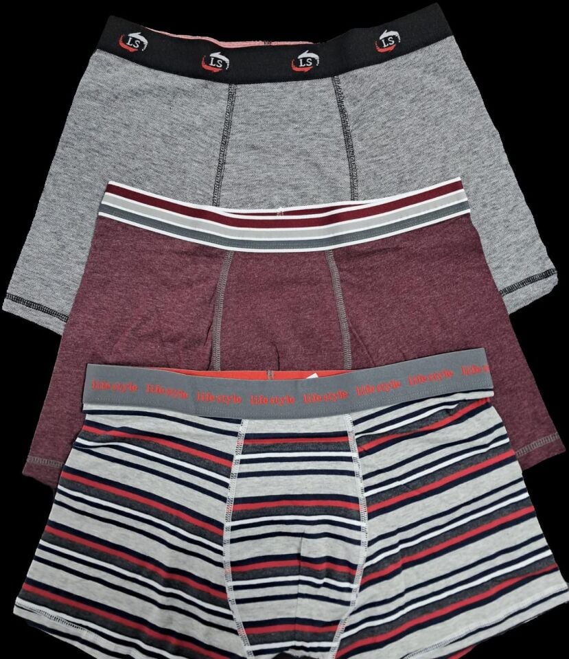 Erkek Pamuklu Renkli Boxer 3'lü Paket (Tex)