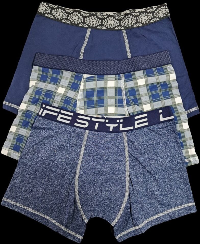 Erkek Pamuklu Renkli Boxer 3'lü Paket (Tex)