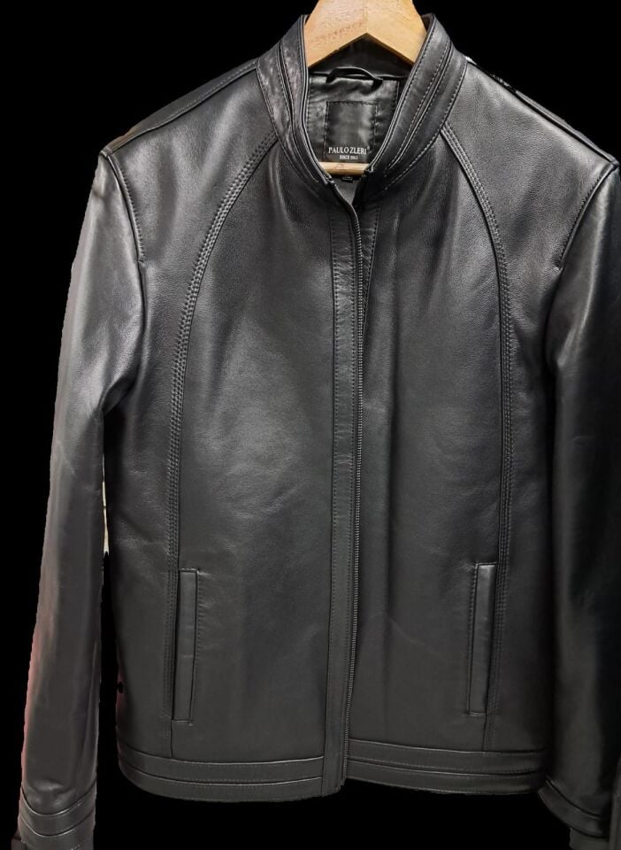 Paulozleri Erkek Düz Deri Mont