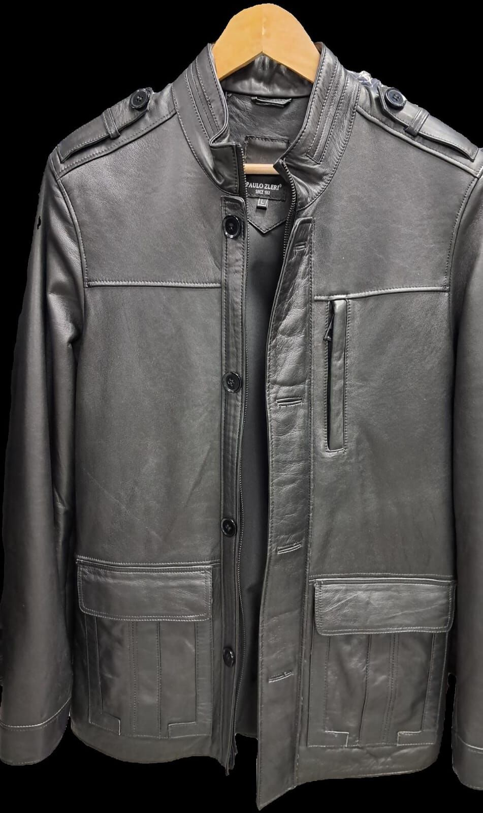 Paulozleri Erkek Düğme Detaylı Deri Ceket