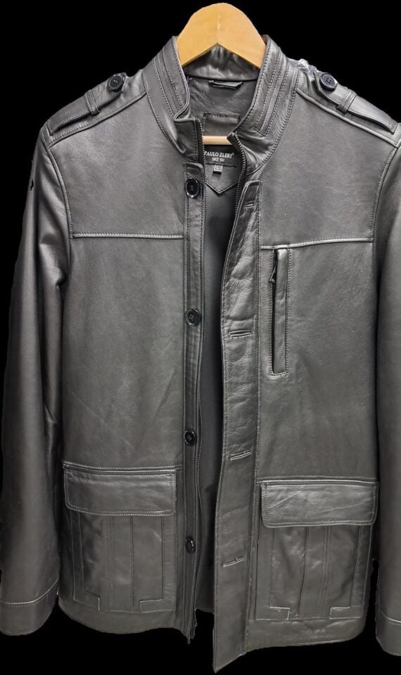 Paulozleri Erkek Düğme Detaylı Deri Ceket