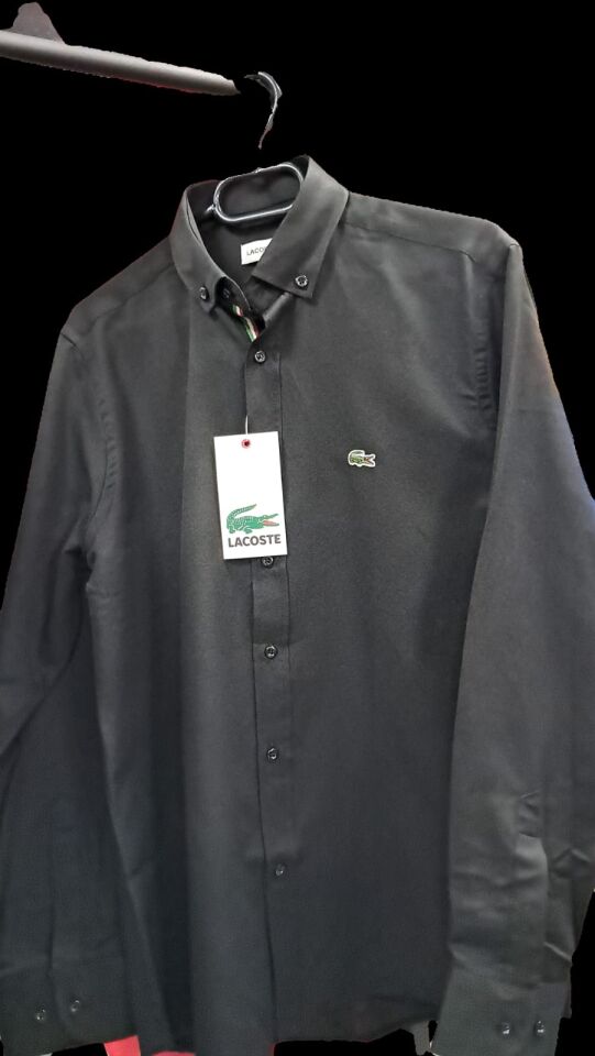 Lacoste Erkek Dokulu Gömlek L - Siyah