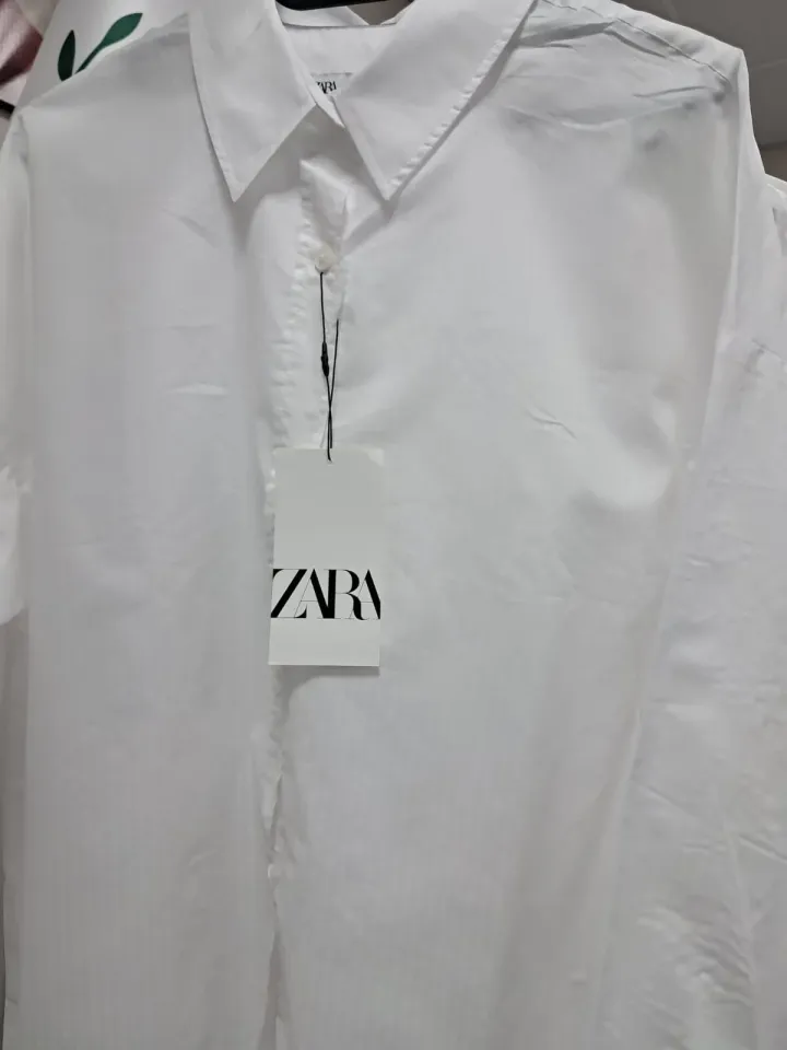 Zara Kadın Dikey Çizgili Beyaz Gömlek L