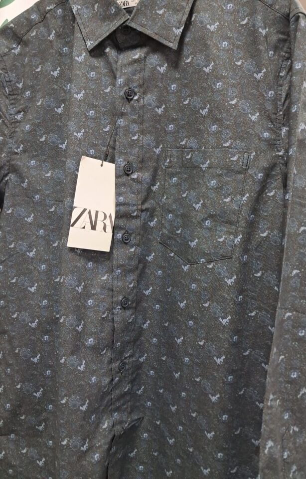 Zara Erkek Baskılı Füme Gömlek