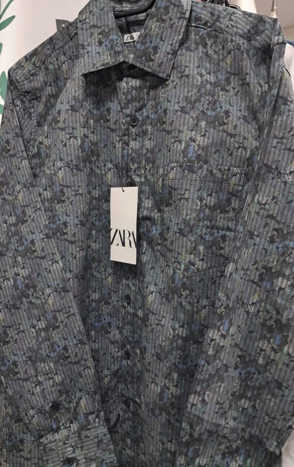 Zara Erkek Baskılı Gömlek L