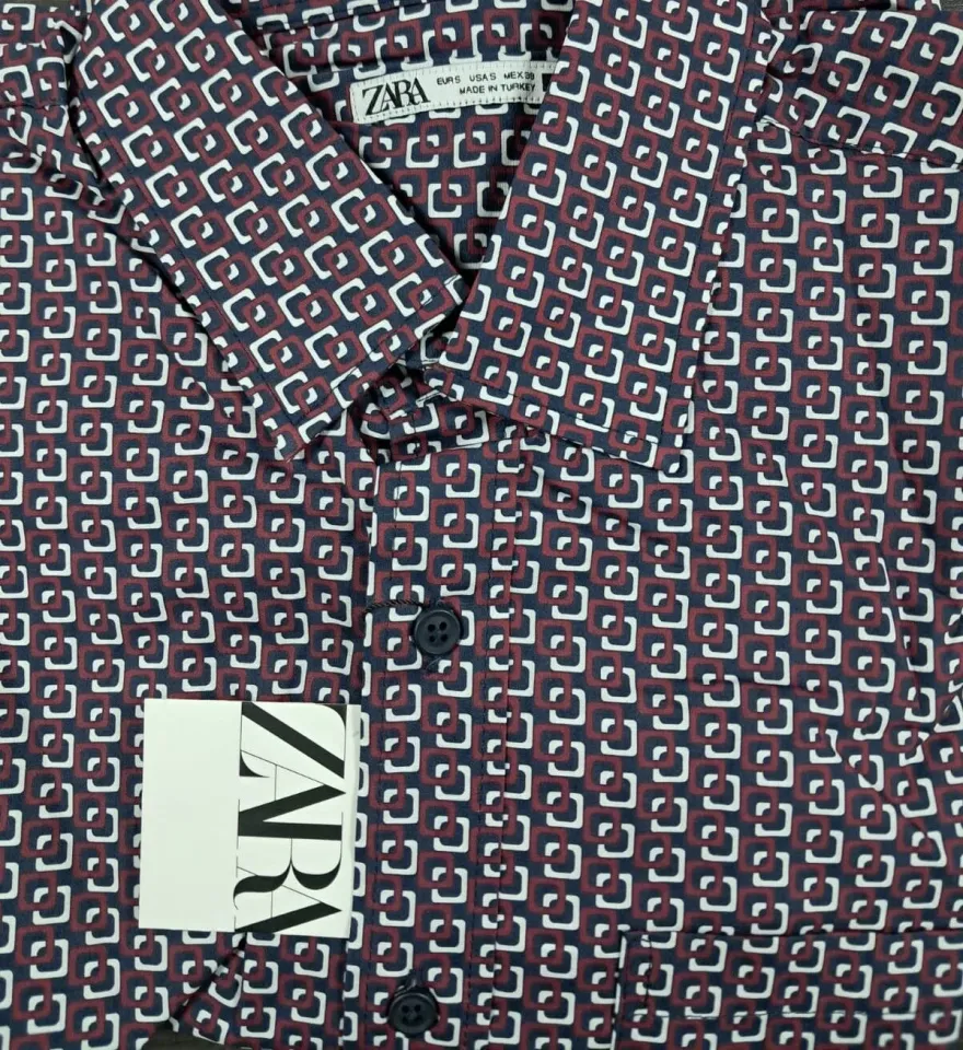 Zara Erkek Baskılı Bordo Gömlek