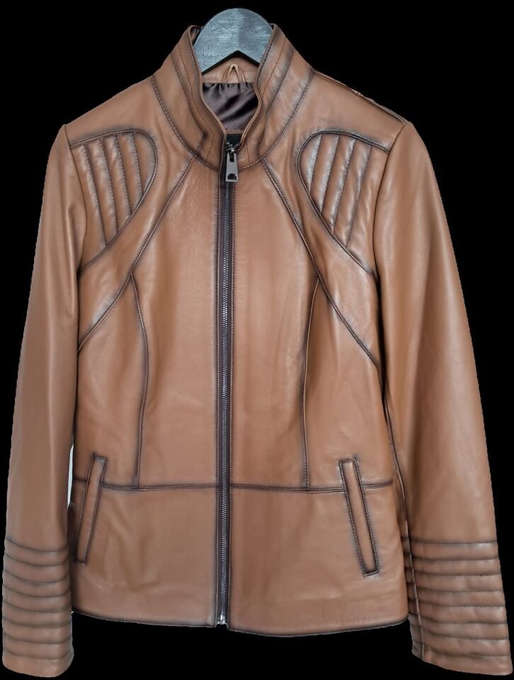 Newton Leathertrends Unisex Deri Ceket Taba Rengi