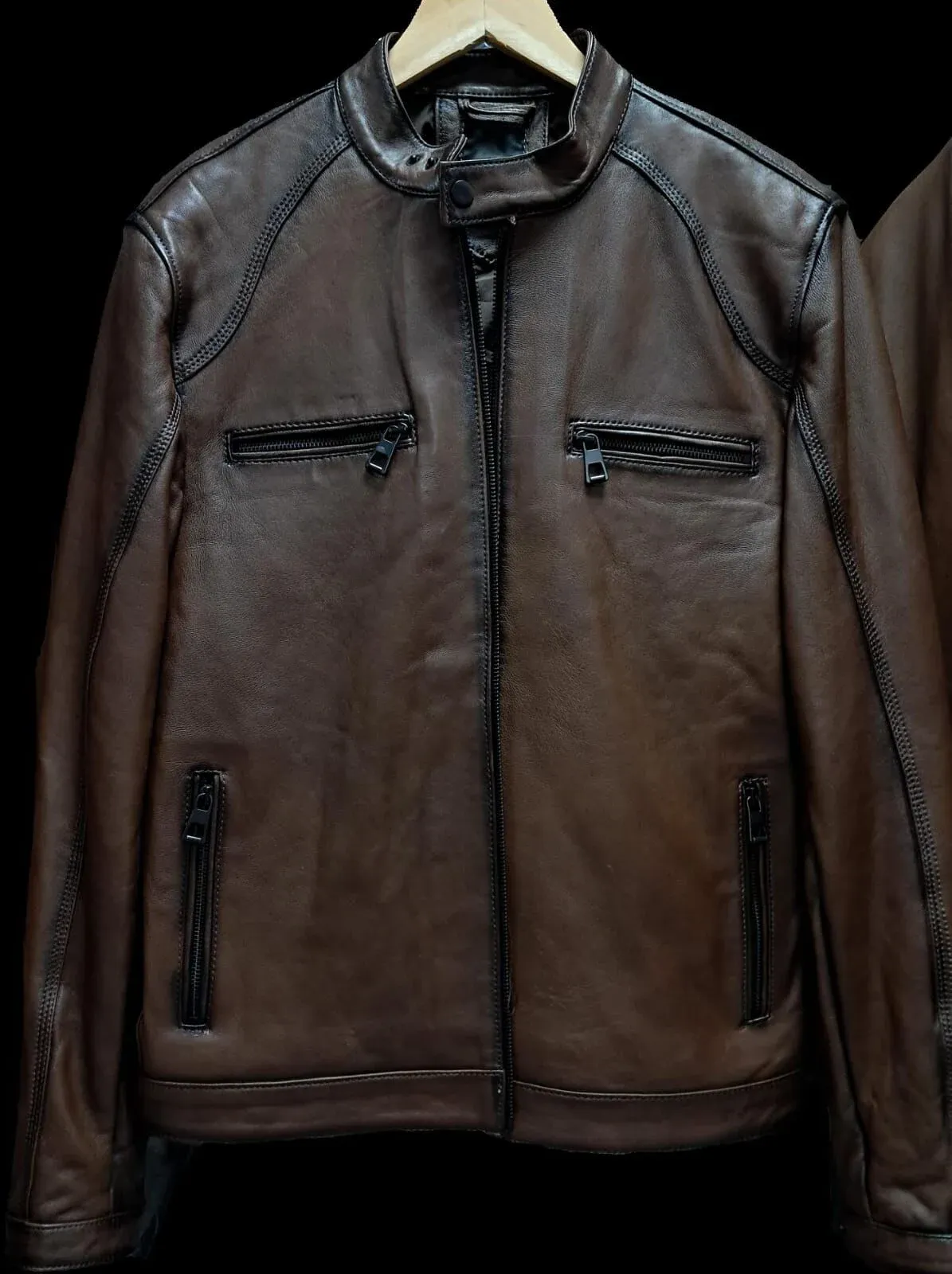 Paulozleri Erkek Hakim Yaka Deri Mont 3XL