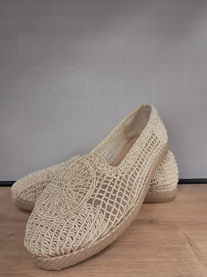 Kadın Örme Bej Rengi Babet Ayakkabı (Shoes)