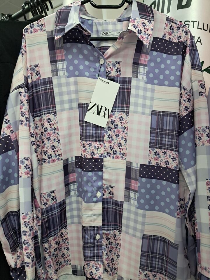 Zara Kadın Patchwork Desenli Gömlek
