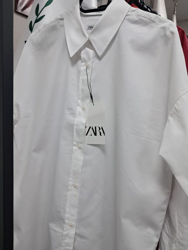 Zara Kadın Düz Renk Gömlek S - Beyaz