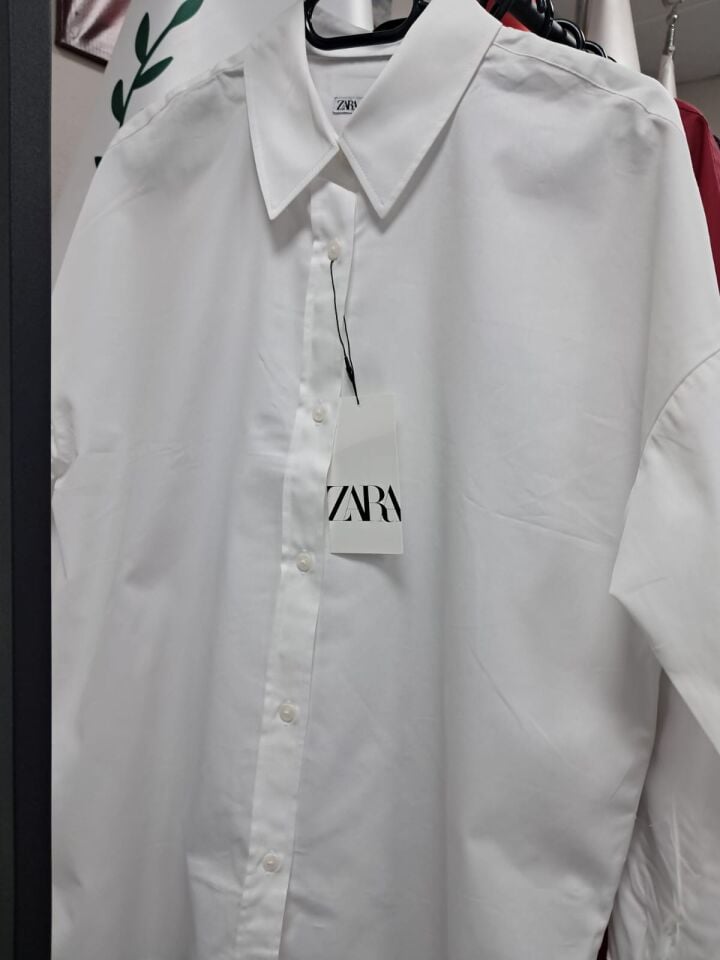 Zara Kadın Düz Renk Gömlek L - Beyaz