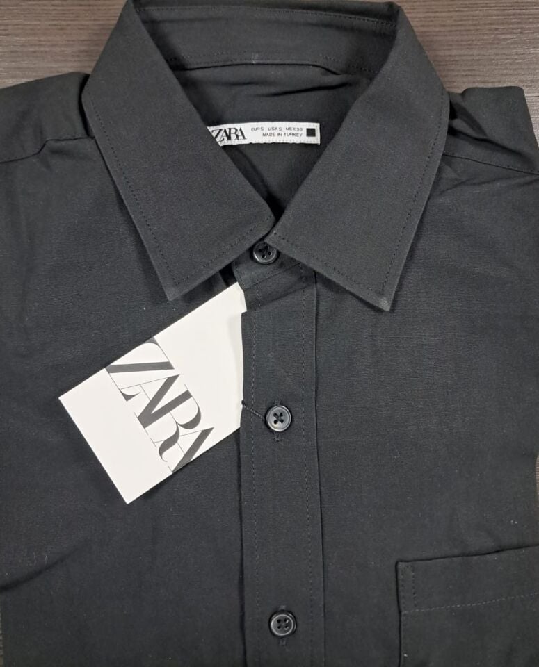 Zara Erkek Düz Renk Gömlek M - Siyah