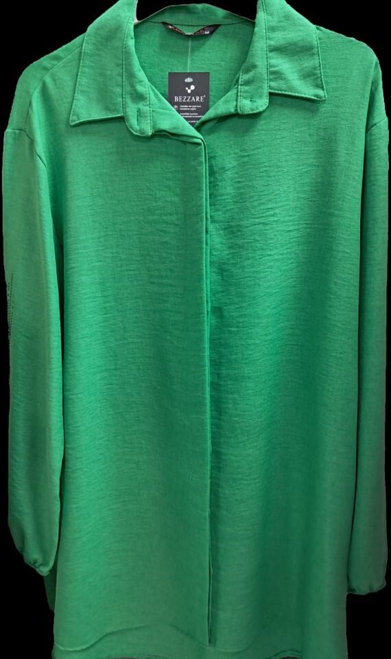 Bezzare Collection Kadın Kolları Taş Detaylı Düz Renk Tunik